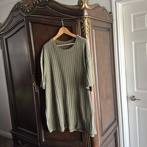 SHEIN Men's Olive Green Ribbed Lounge Set SHEIN 5xl